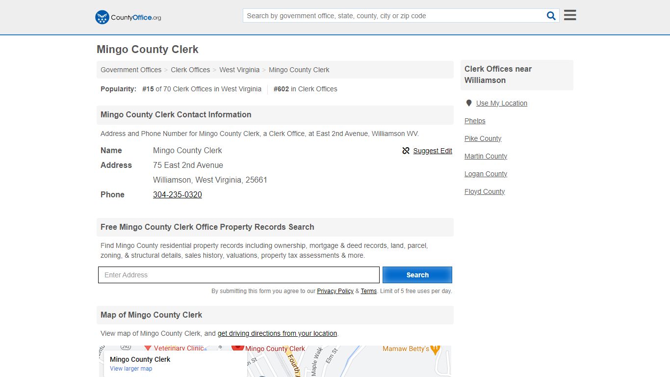 Mingo County Clerk - Williamson, WV (Address and Phone)